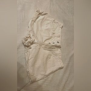 Forever 21 White Colored Distressed Denim Shorts Front and Back Pockets